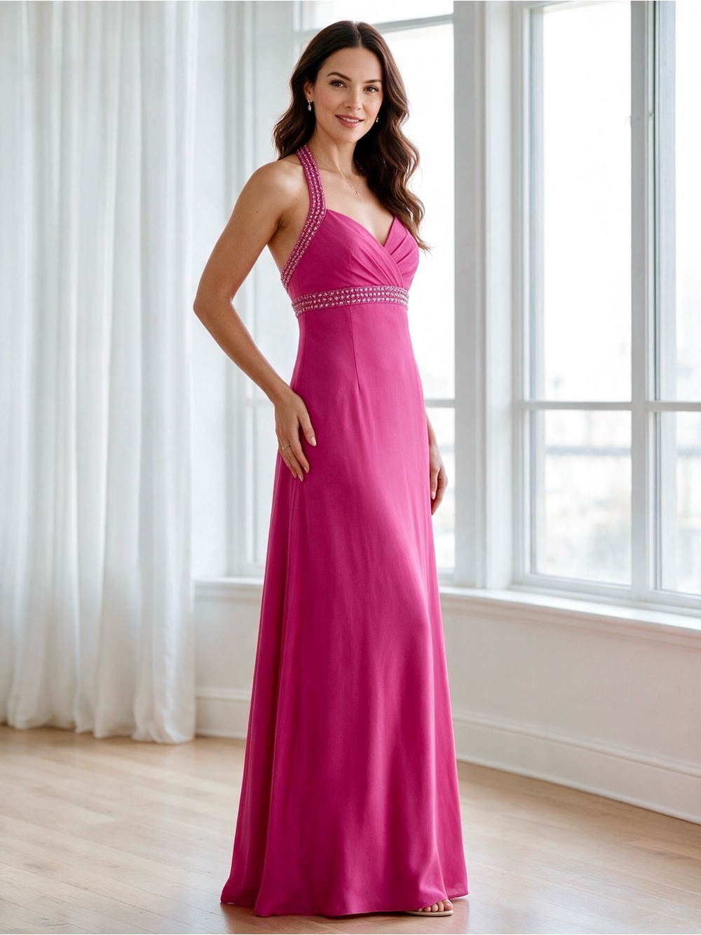 Bridesmaid Dress, Prom, Evening, Formal - Hot Pink Gown, Size S (2-4)